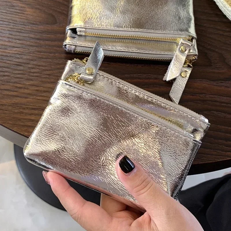 New Mini Clutch Coin Purse Genuine Leather Wallet Women Credit Card Cash Holder Small Money Bag Female Zipper Storage Pouch Bags