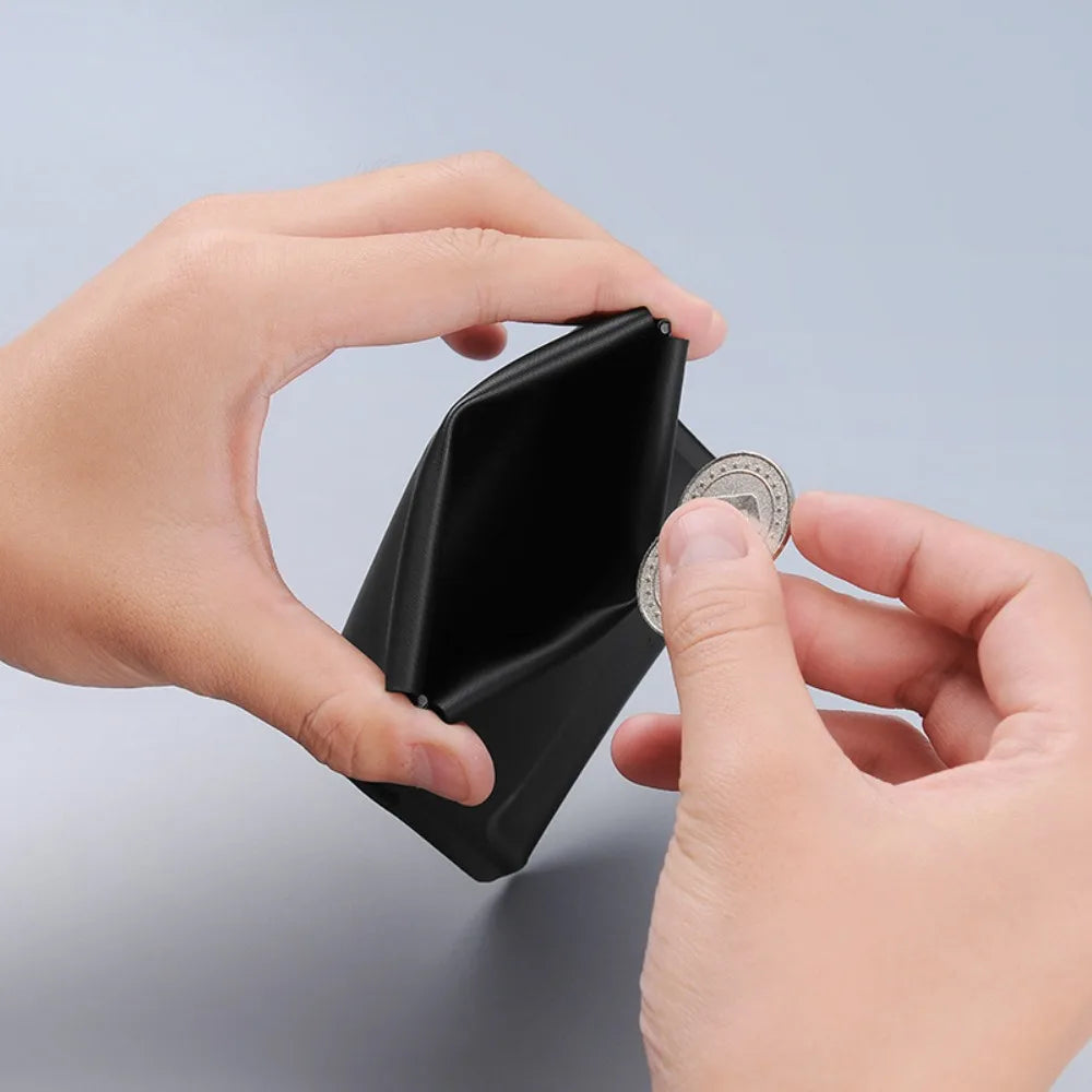 Portable Ultra-light ID Business Card Holder Mini Folding Wallet Multiofunctional Magnetic Buckel Coin Purse EDC Pouch