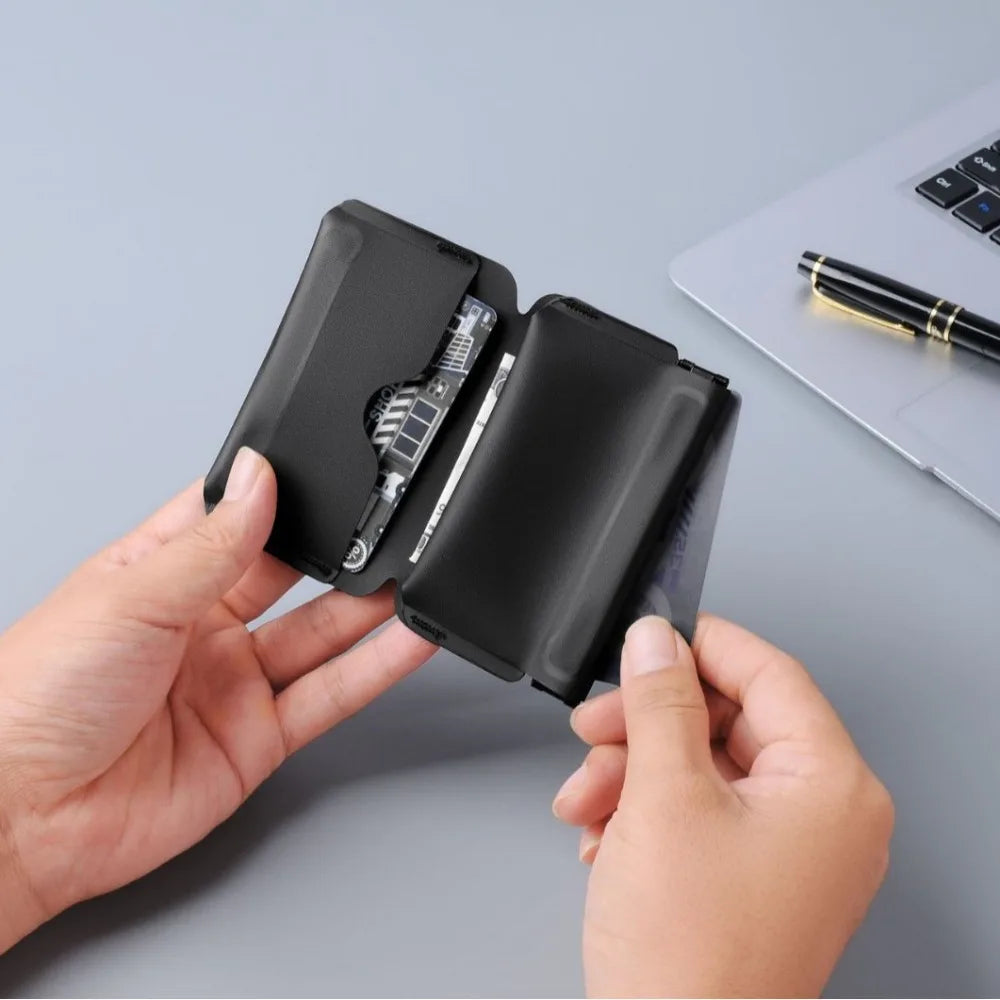 Portable Ultra-light ID Business Card Holder Mini Folding Wallet Multiofunctional Magnetic Buckel Coin Purse EDC Pouch