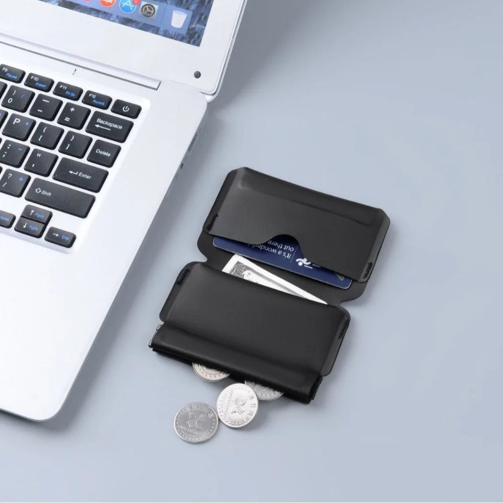 Portable Ultra-light ID Business Card Holder Mini Folding Wallet Multiofunctional Magnetic Buckel Coin Purse EDC Pouch