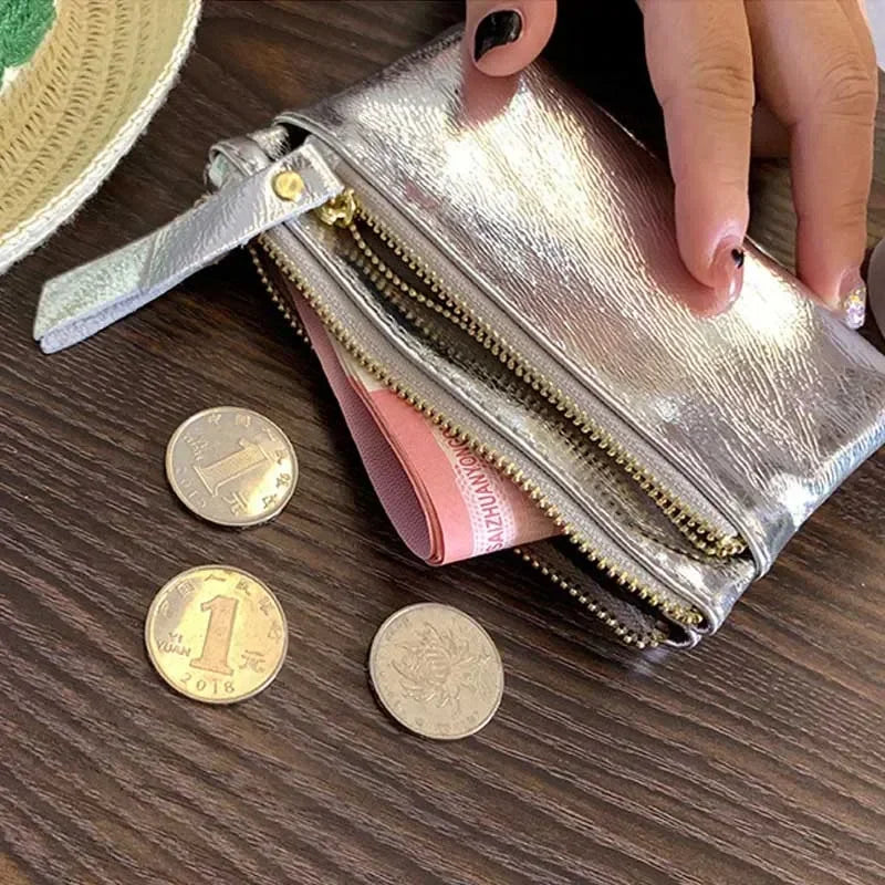New Mini Clutch Coin Purse Genuine Leather Wallet Women Credit Card Cash Holder Small Money Bag Female Zipper Storage Pouch Bags